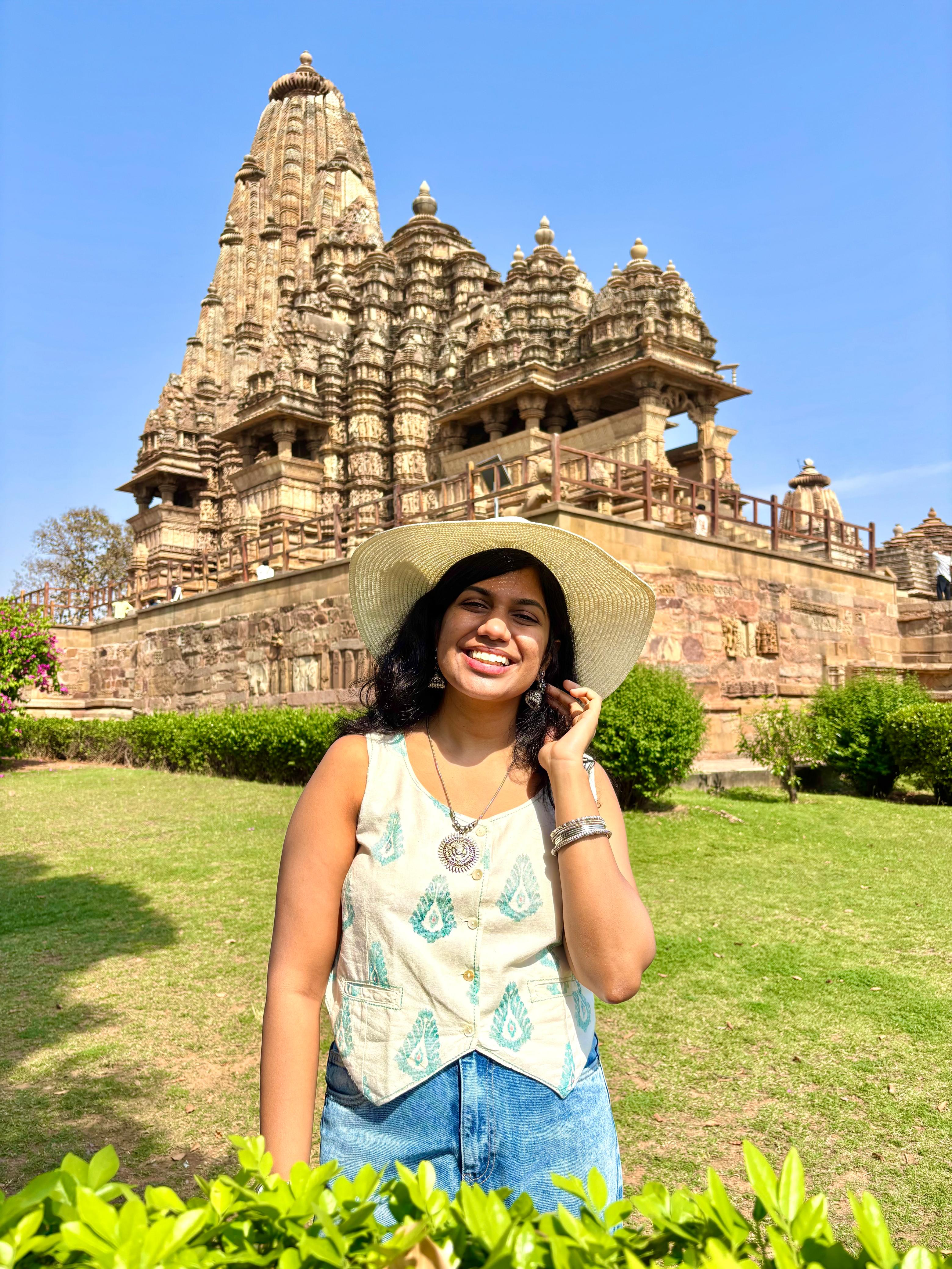 Sanaya Kashalkar at the Kandariya Mahadeva temple, Khajuraho